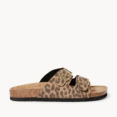 Double Buckle Sandals - Brown Mix