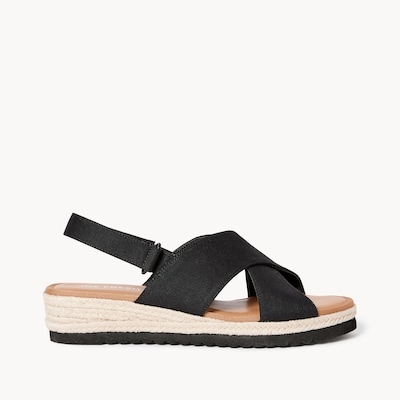 Raffia Slingback Wedge Heels - Black