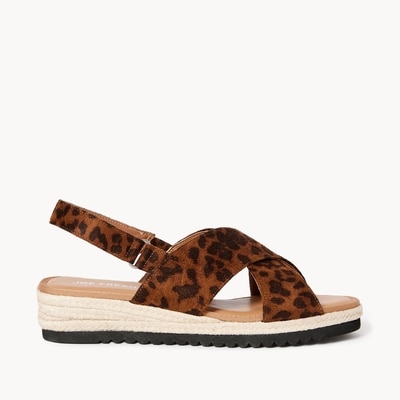 Raffia Slingback Wedge Heels - Brown Mix