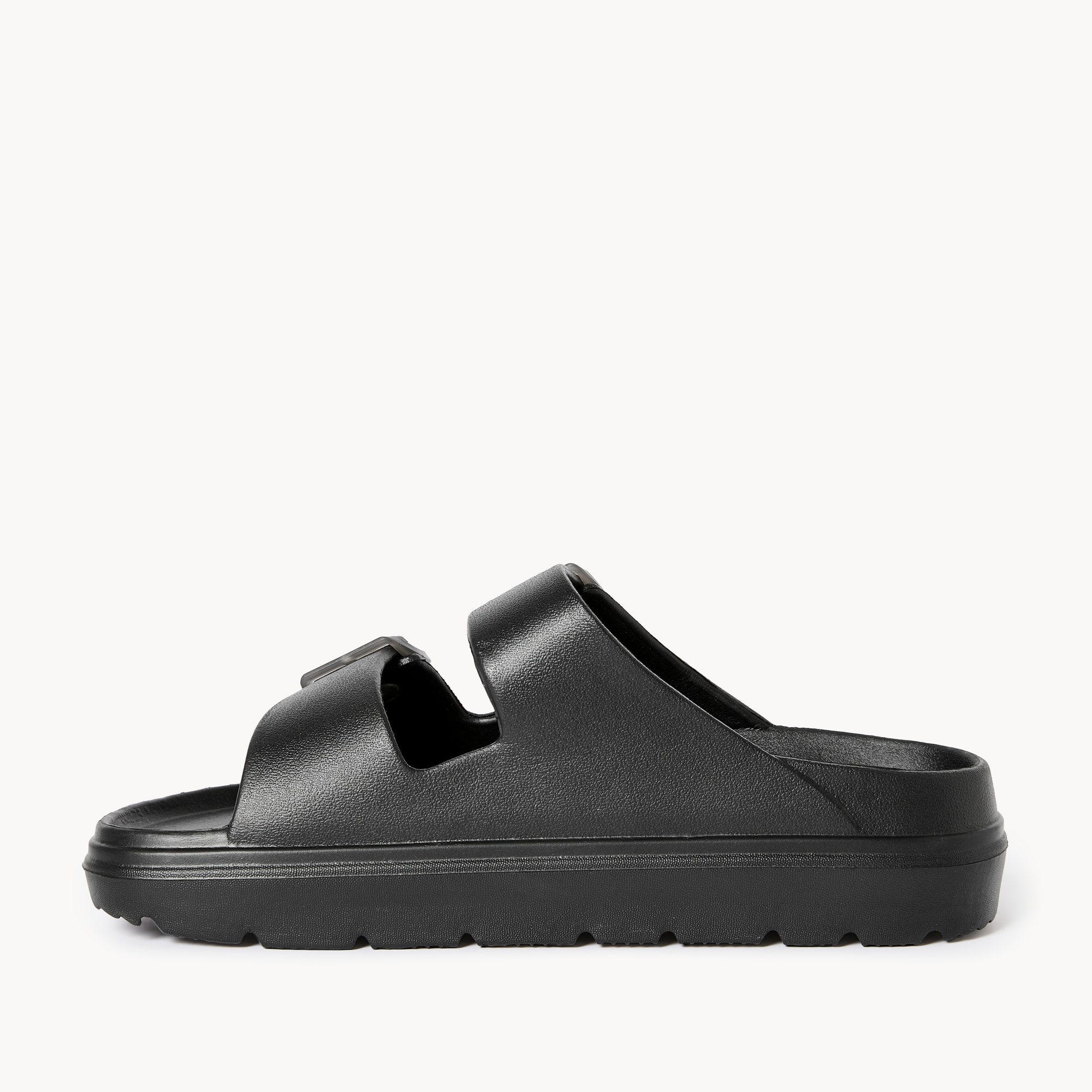Double Buckle Platform Sandals in Black from Joe Fresh