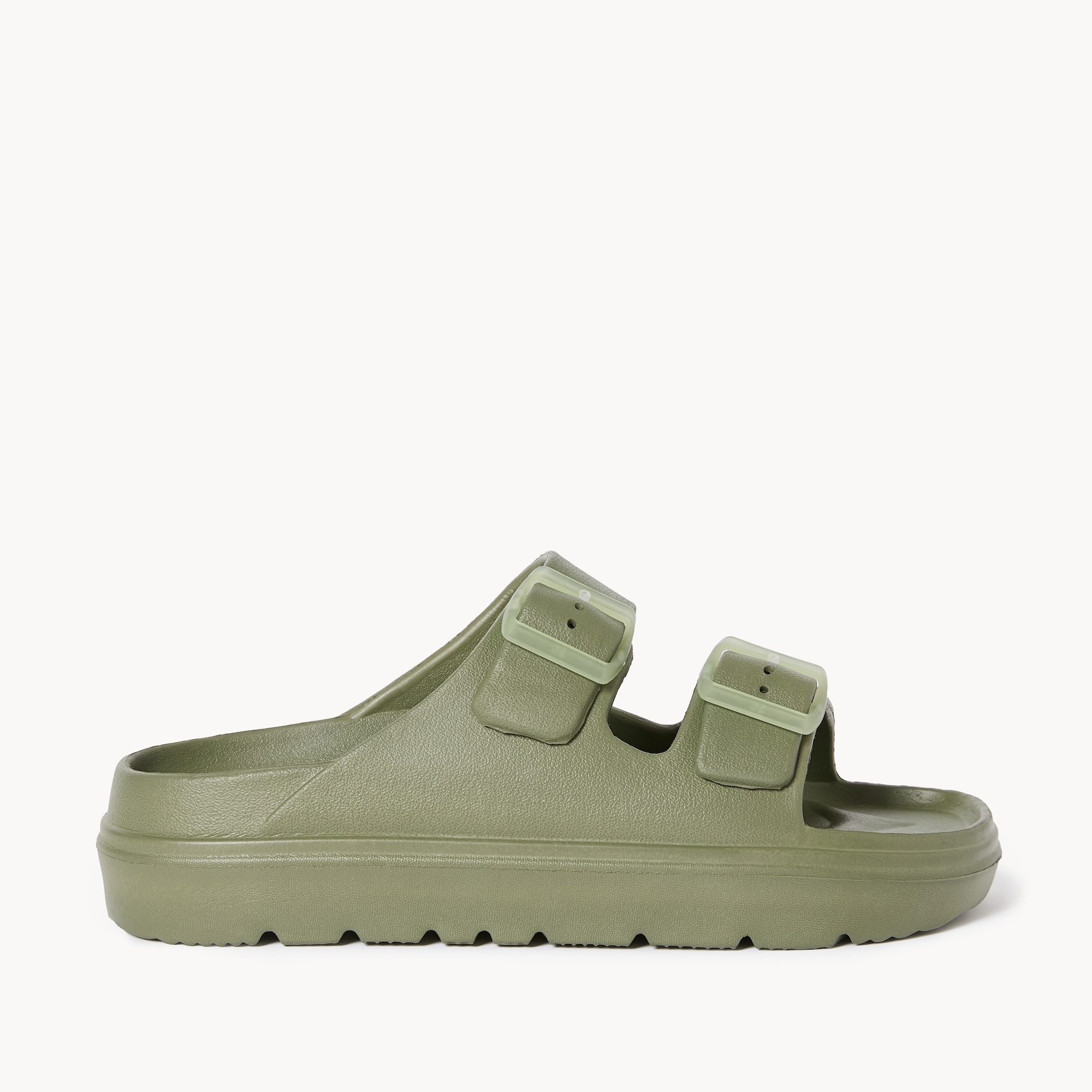 Double Buckle Platform Sandals in Olive from Joe Fresh