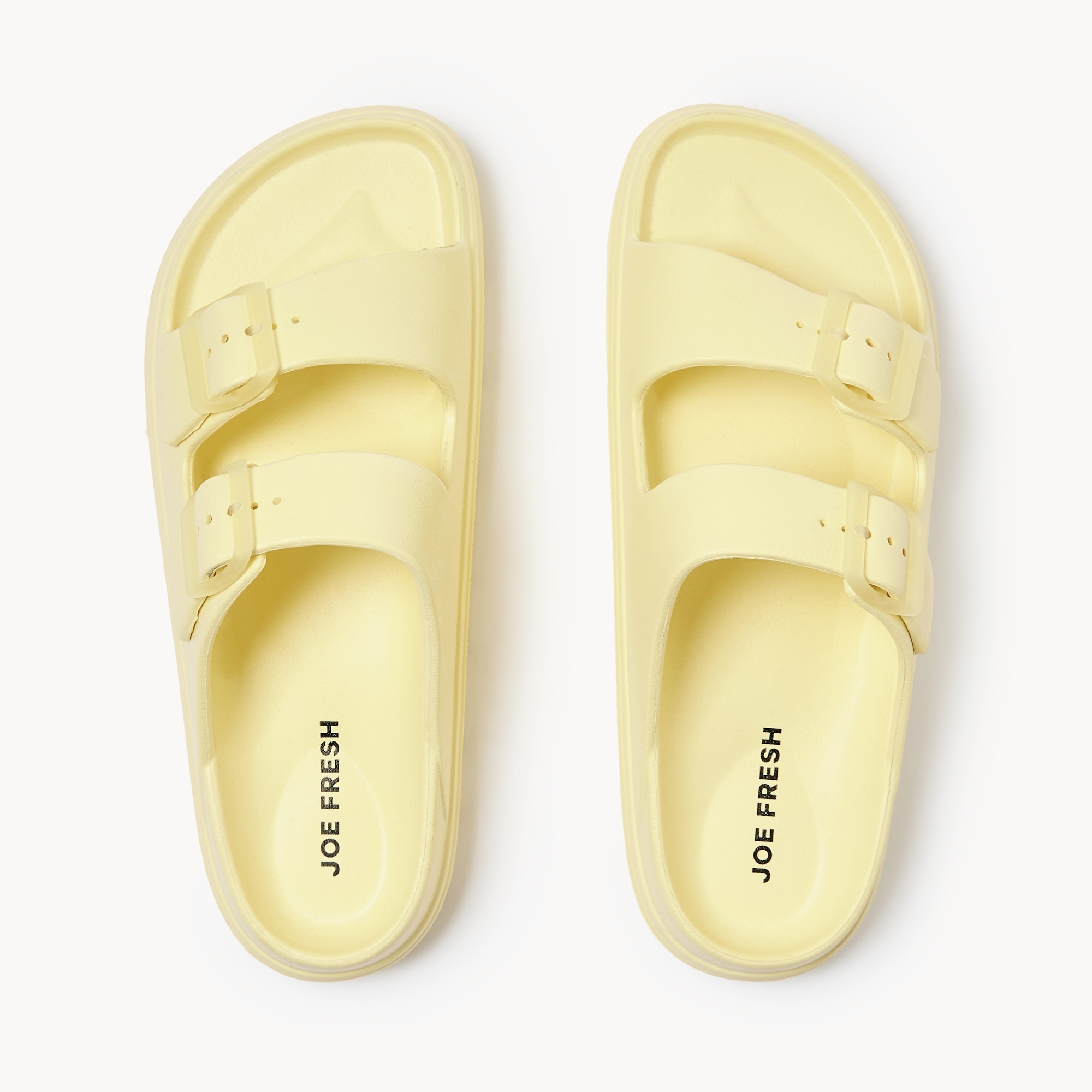 Double Buckle Platform Sandals in Light Yellow from Joe Fresh