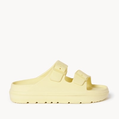 Double Buckle Platform Sandals - Light Yellow