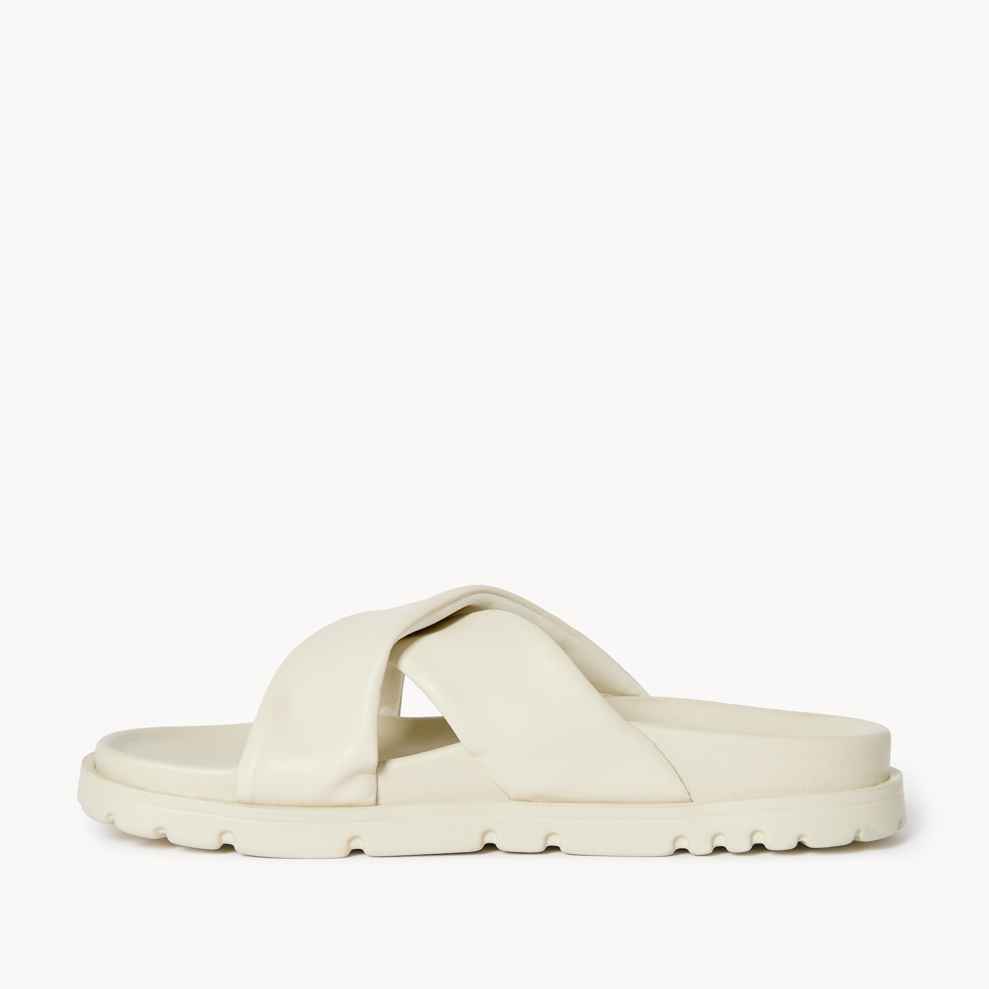 Faux Leather Crisscross Sandals in Cream from Joe Fresh