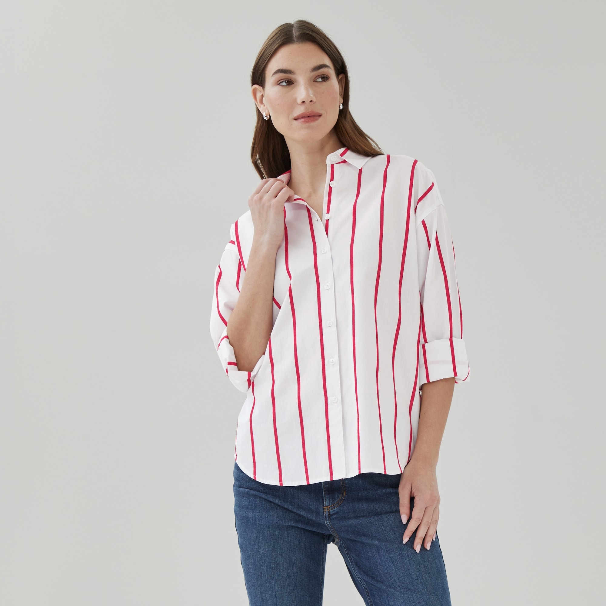 Striped Oversized Button-Up