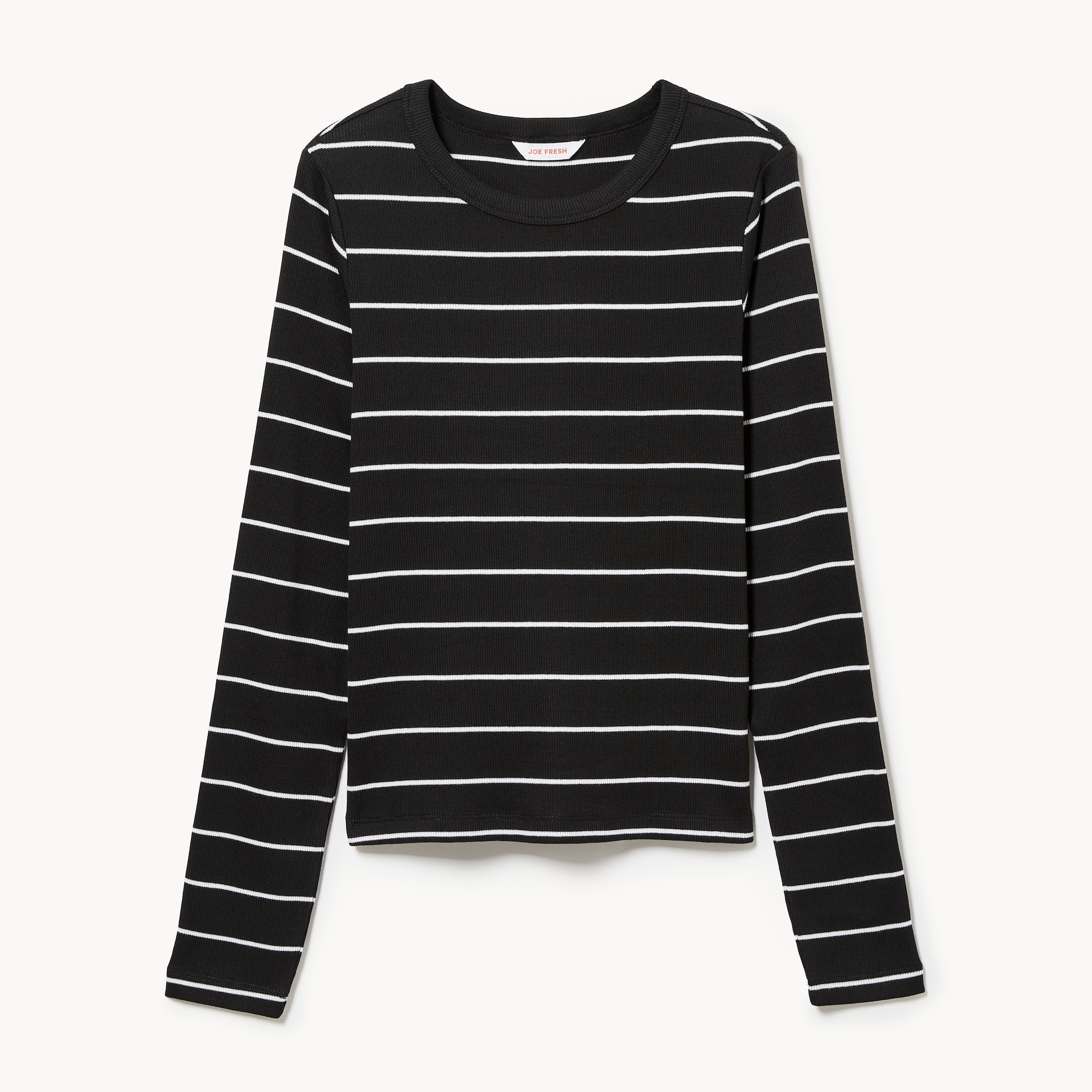 Striped Long Sleeve Top in Black from Joe Fresh