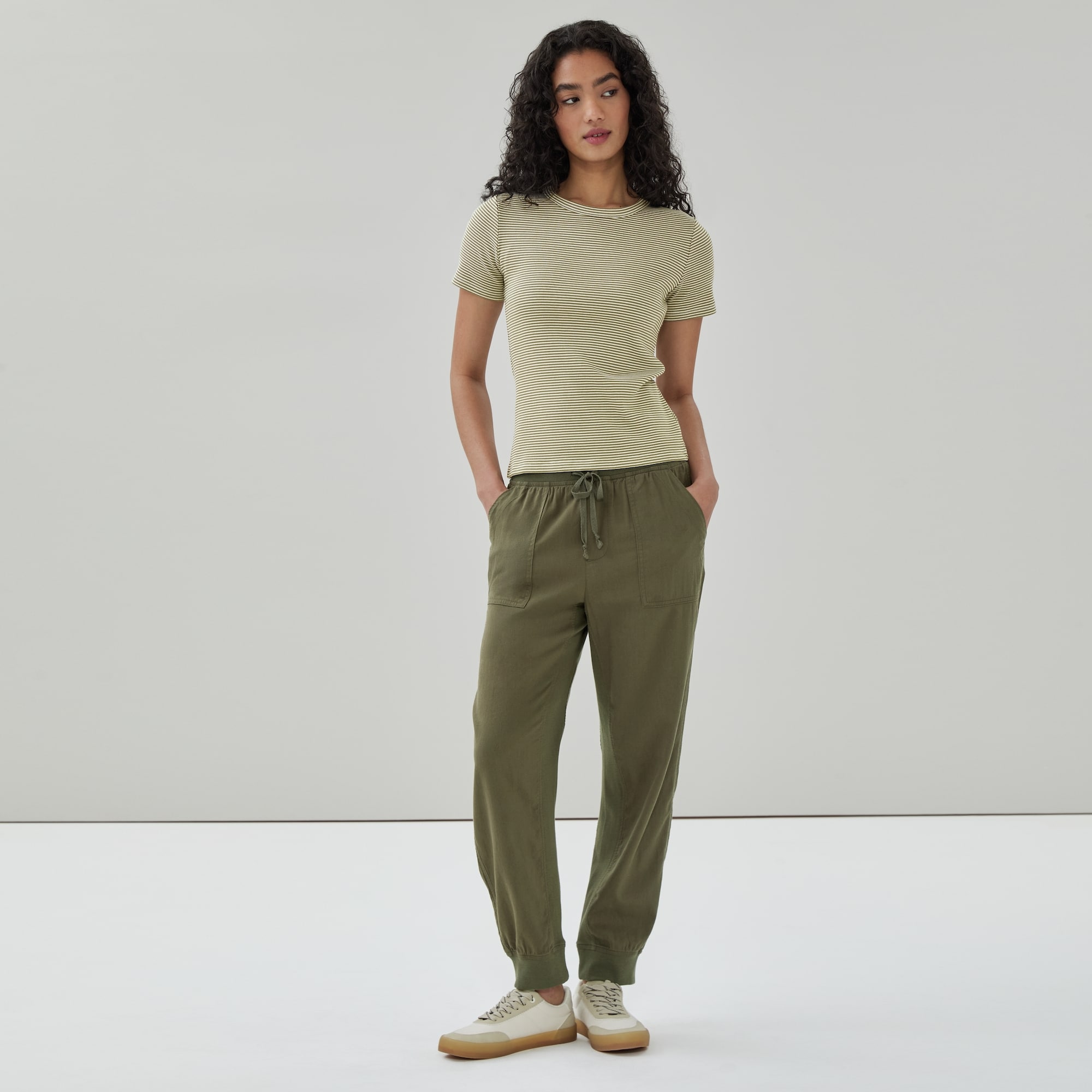 Rib Knit T-Shirt in Olive from Joe Fresh