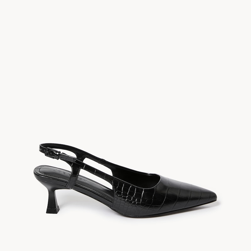 Croc Embossed Slingback Heels
