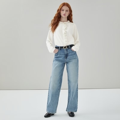 Ruffled Long Sleeve Blouse - Off White