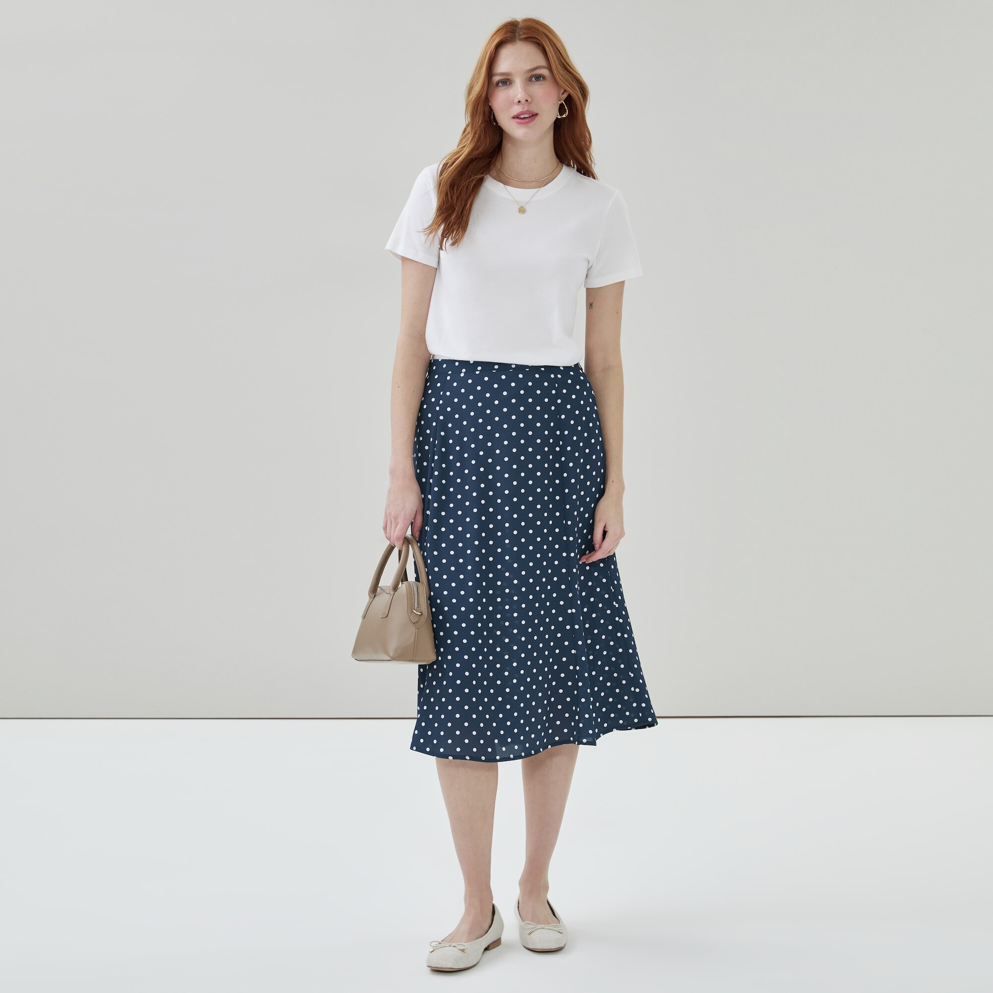 Printed Flared Midi Skirt