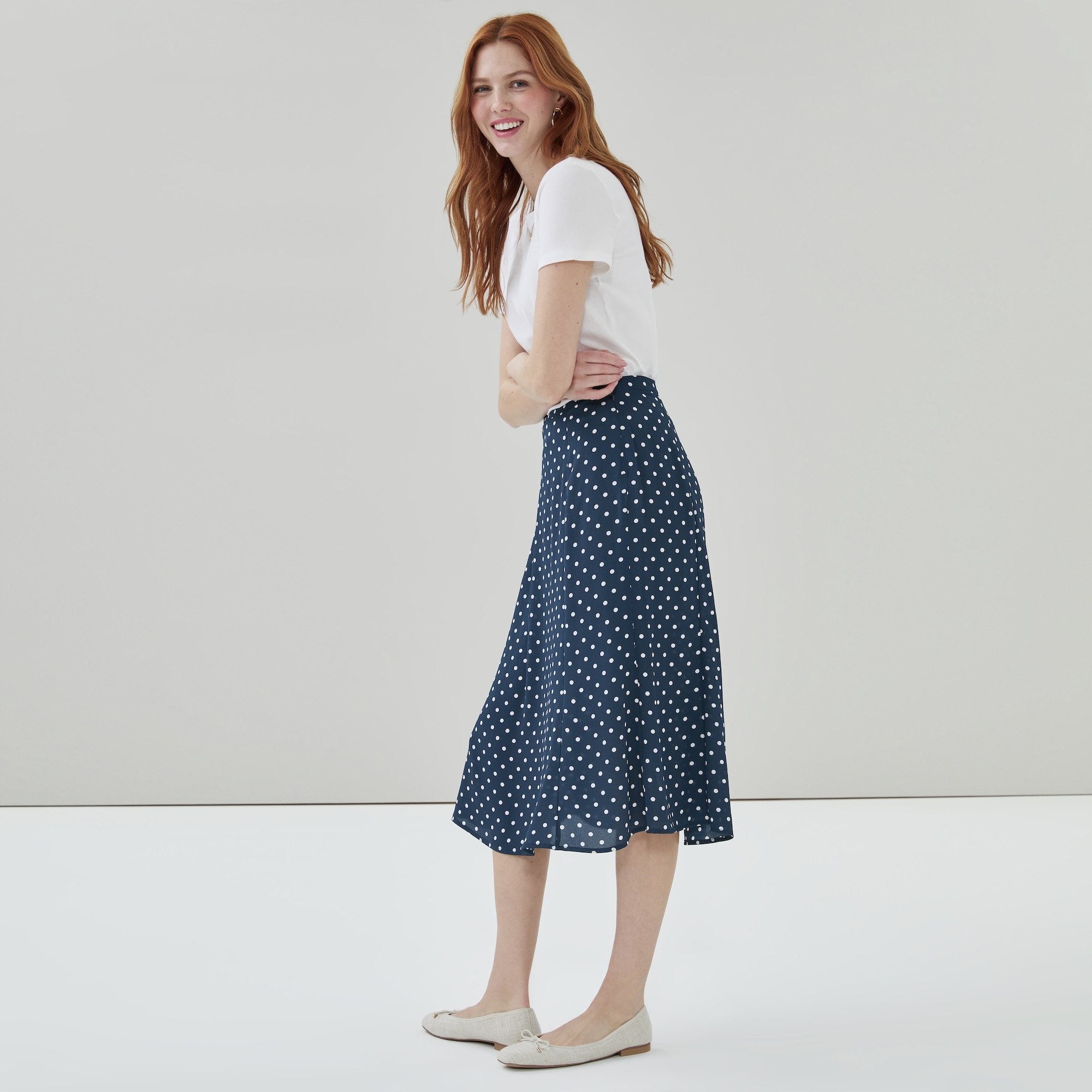 Printed Flared Midi Skirt