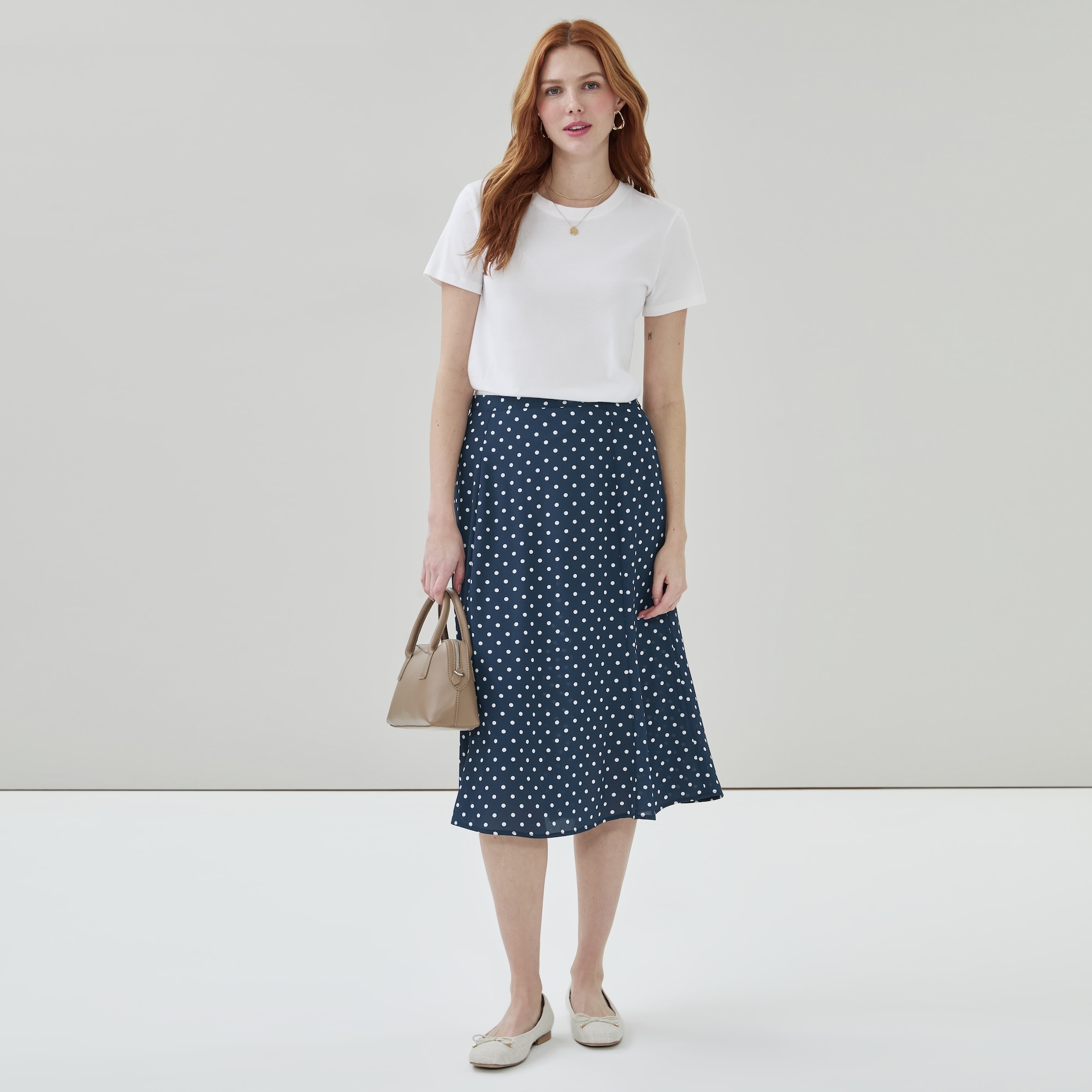 Printed Flared Midi Skirt