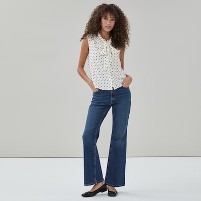 Printed Tie-Neck Tank Top - Off White