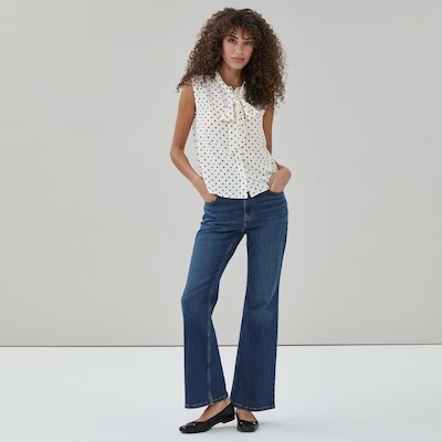 Cami imprimée à encolure nouée - Blanc Cassé