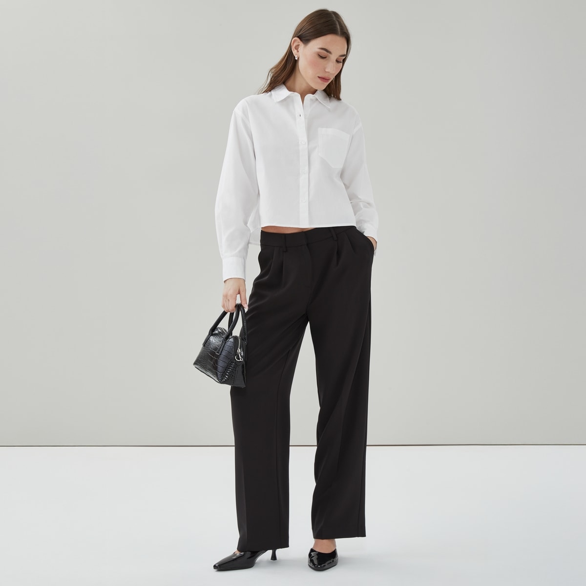 Cropped Poplin Shirt - Bright White