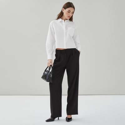 Cropped Poplin Shirt - Bright White