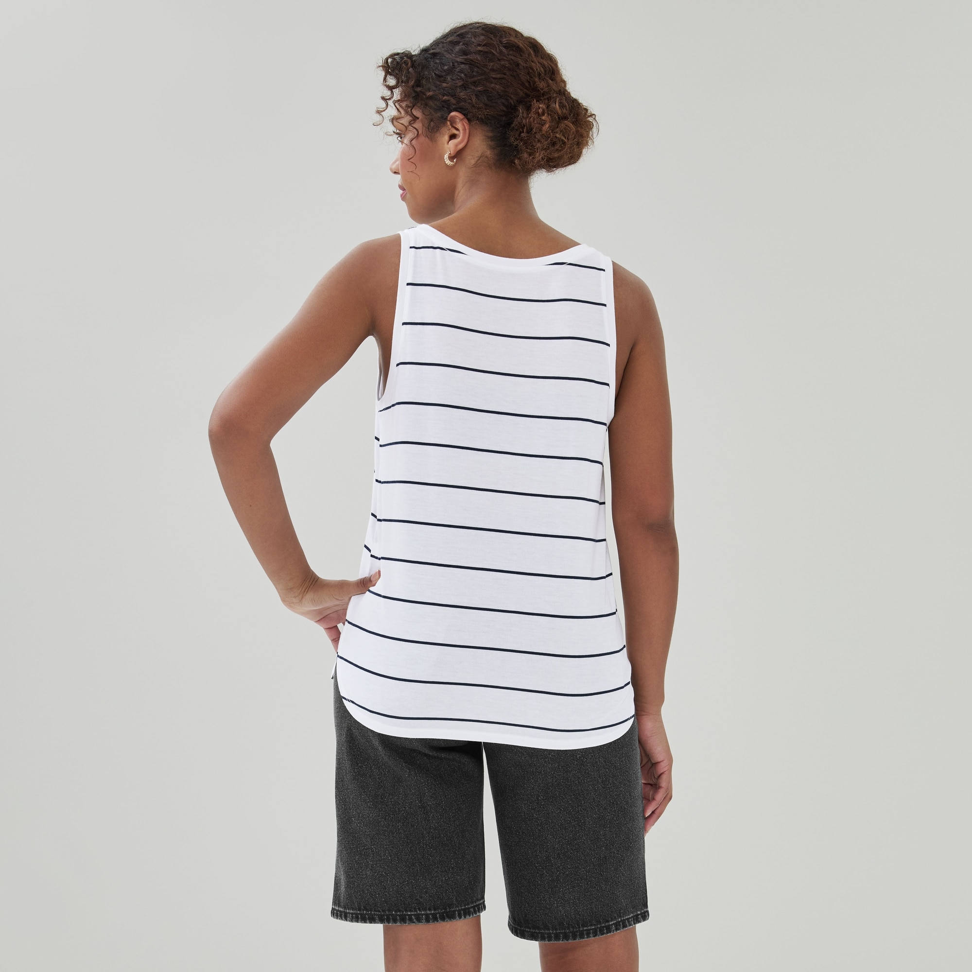 Striped Relaxed Tank Top in White from Joe Fresh