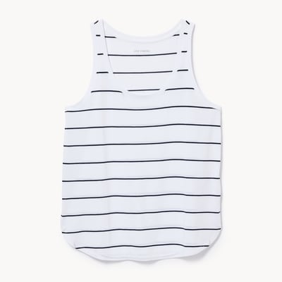 Striped Relaxed Tank Top - White