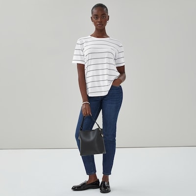 Striped Crewneck T-Shirt - White