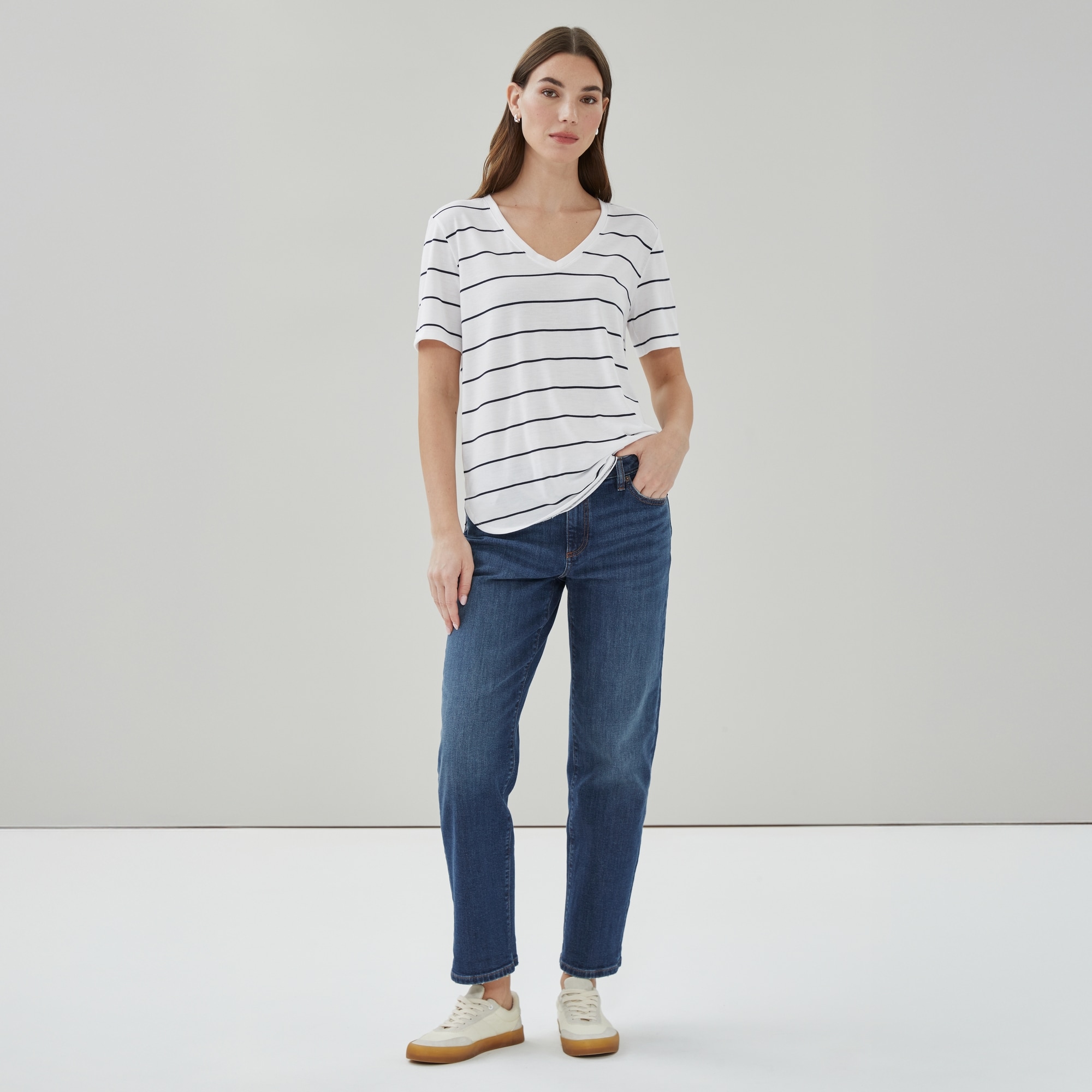 Striped V-Neck T-Shirt