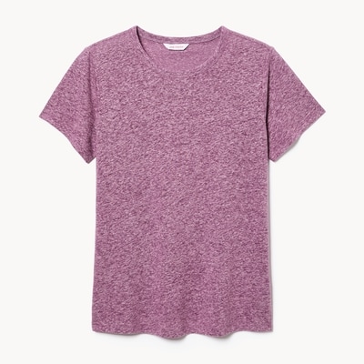 Linen Blend Crewneck T-Shirt - Plum