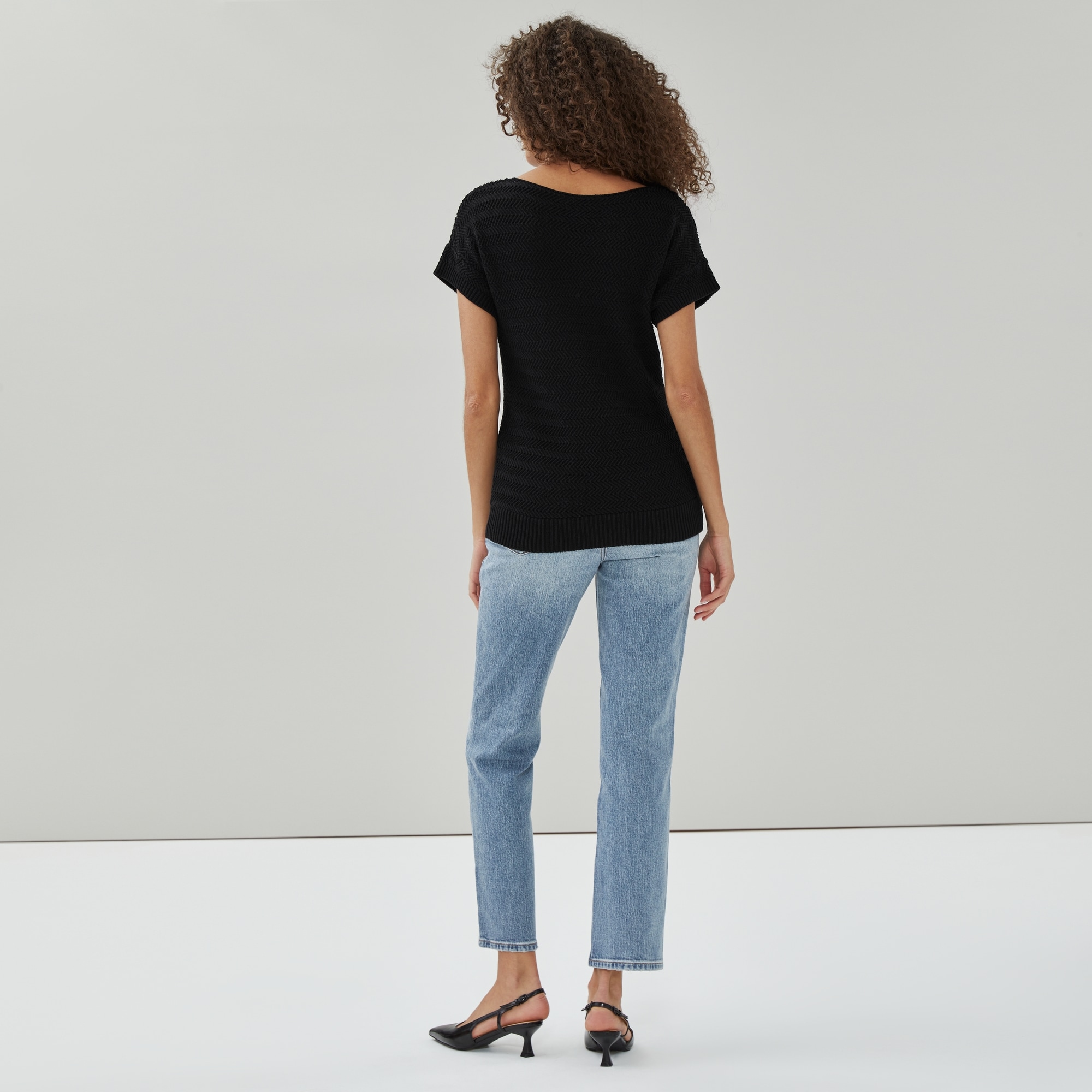 Ellen Tracy Boat Neck Knit T-Shirt in Black from Joe Fresh