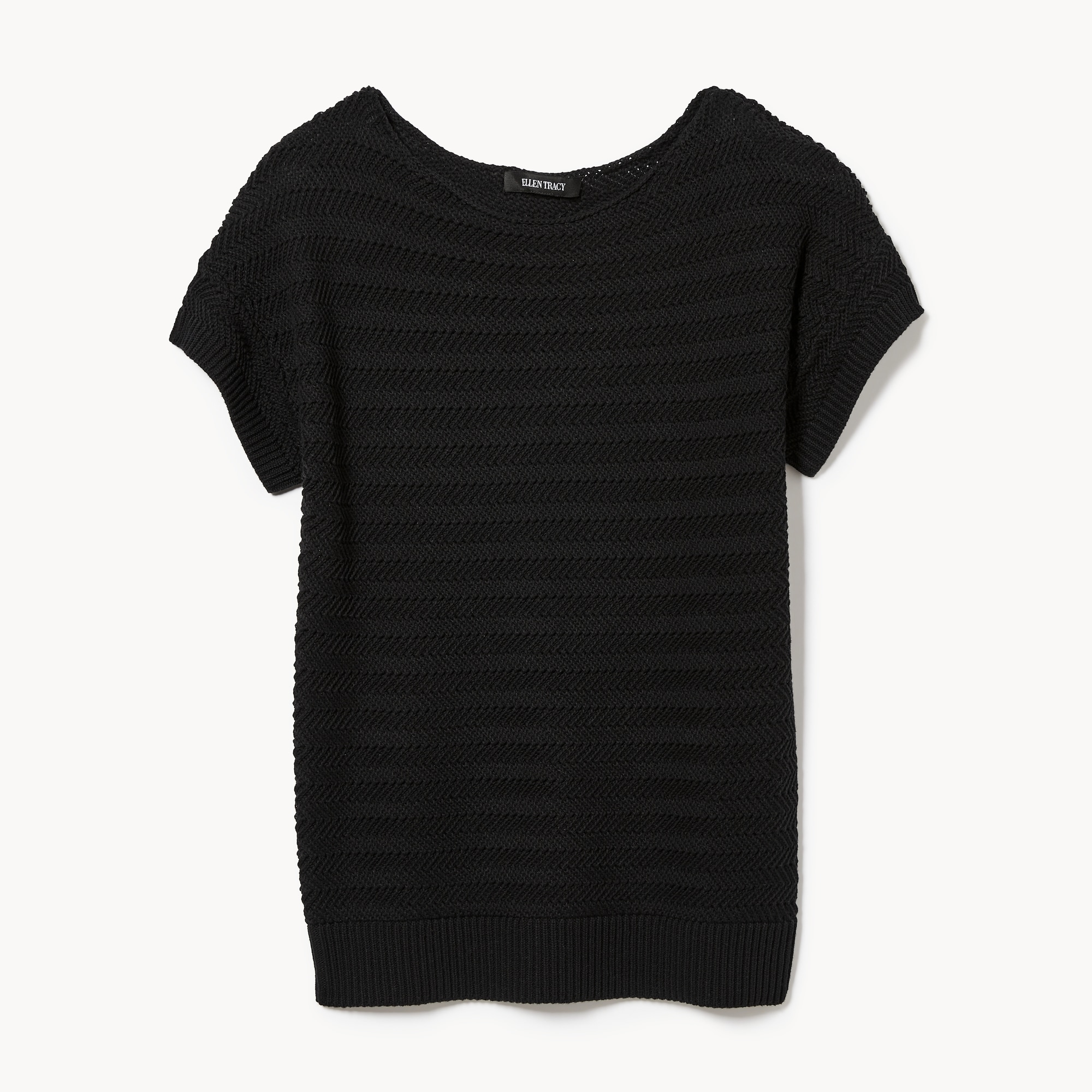 Ellen Tracy Boat Neck Knit T-Shirt in Black from Joe Fresh