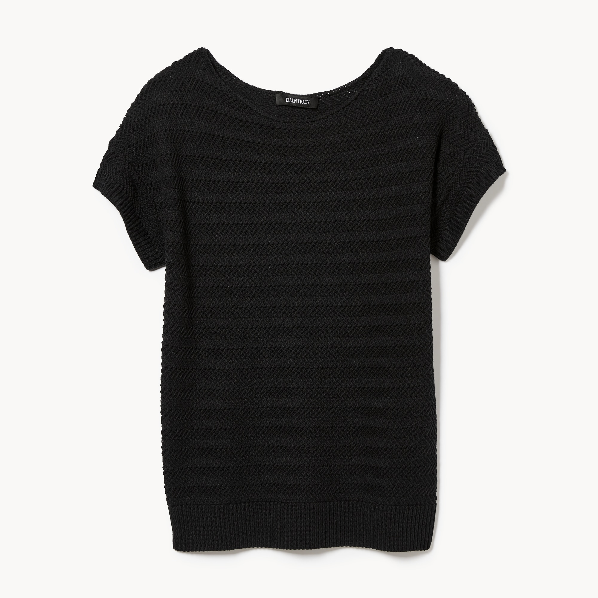 Ellen Tracy Boat Neck Knit T-Shirt