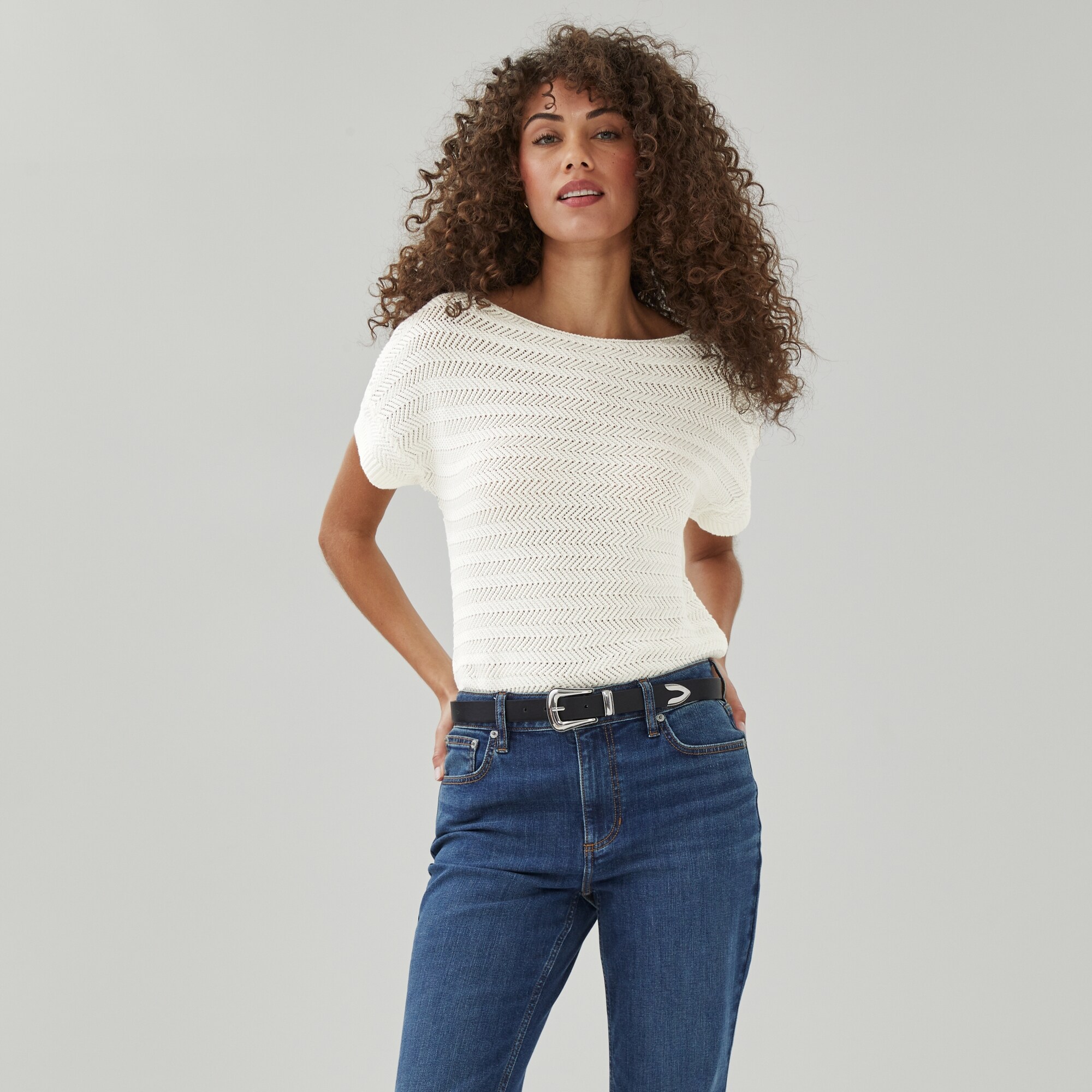 T-shirt en tricot à encolure bateau Ellen Tracy