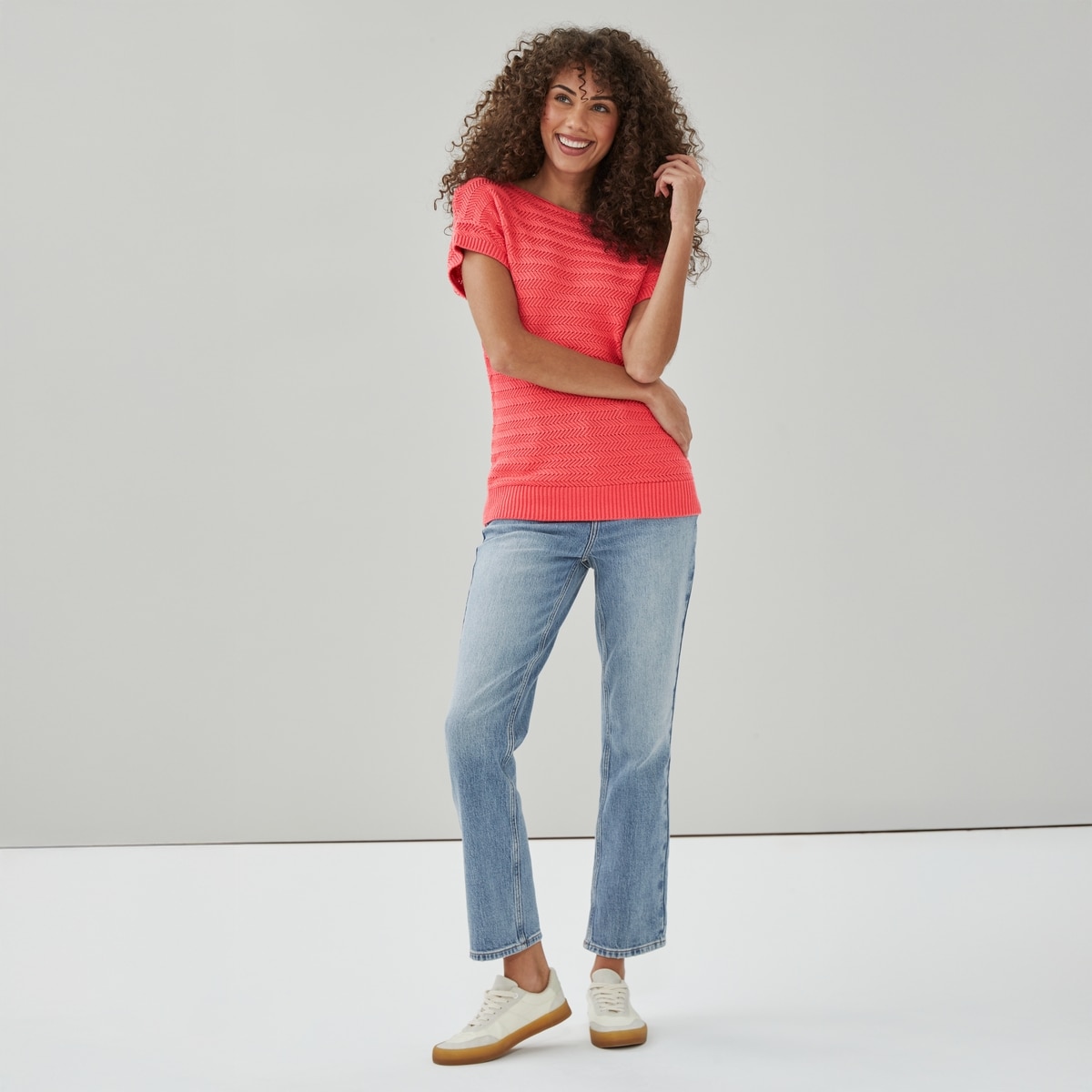 T-shirt en tricot encolure bateau EllenTracy - Corail