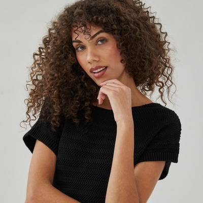 Ellen Tracy Boat Neck Knit T-Shirt - Black