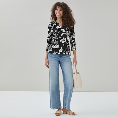 Novelti 3/4 Sleeve Henley - Black