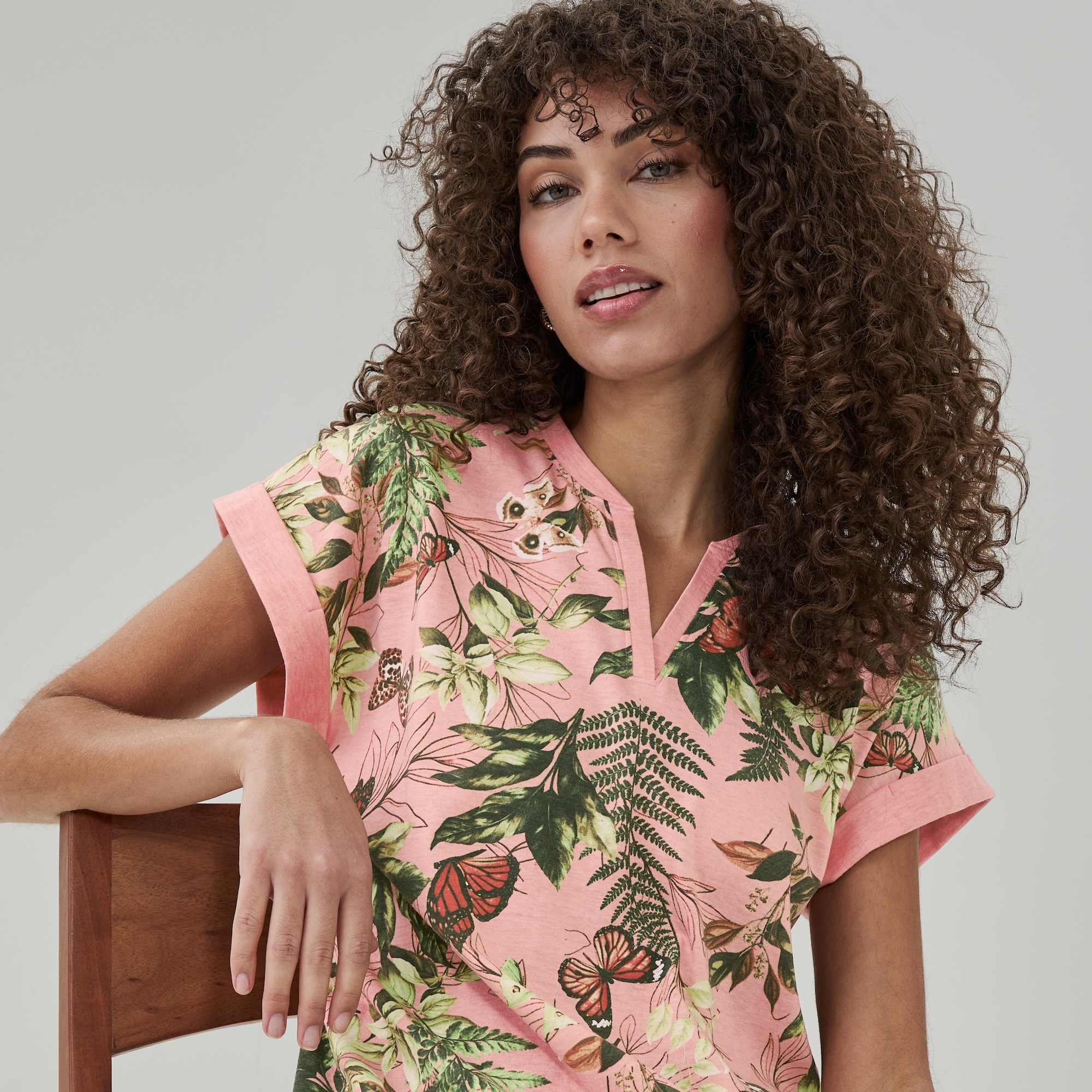 Novelti Classics Split Neck T-Shirt in Multi from Joe Fresh