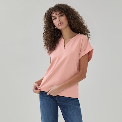 T-shirt à col fendu Novelti Classics - Corail Pâle