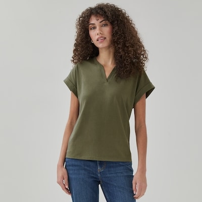 T-shirt à col fendu Novelti Classics - Olive