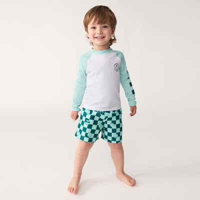 Toddler Boys' Long Sleeve Rash Guard - Aqua