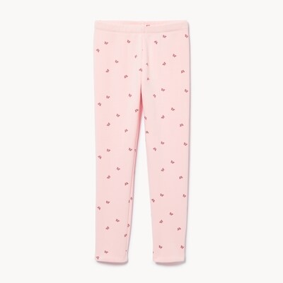 Legging duveteux imprimé pour filles - Rose pâle