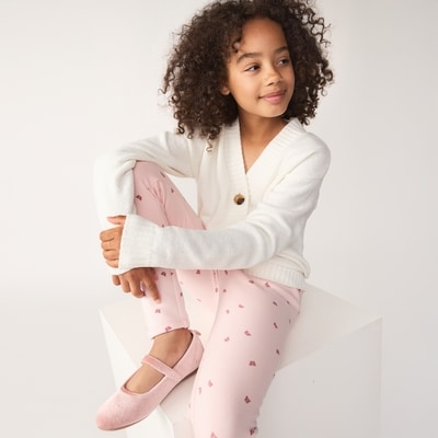 Kid Girls' Printed Fuzzy Legging - Pale Pink