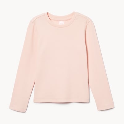 Haut côtelé à manches longues pour petites filles - Rose pâle