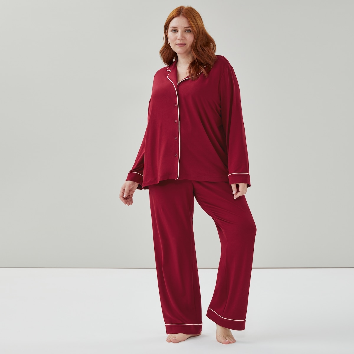 Chemise de nuit col revers Femmes+ - Marron