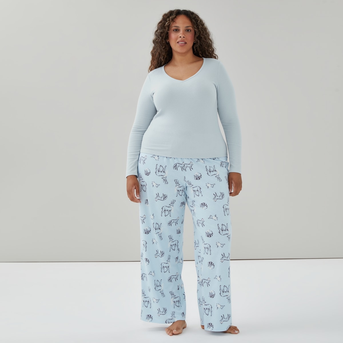 Women+ Ribbed Lounge Top - Pale Blue