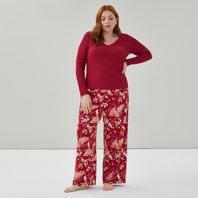 Women+ Ribbed Lounge Top - Maroon