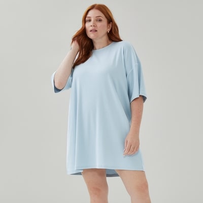 Robe de détente côtelée Femmes+ - Bleu pâle