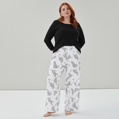 Pantalon de nuit imprimé Femmes+ - Blanc