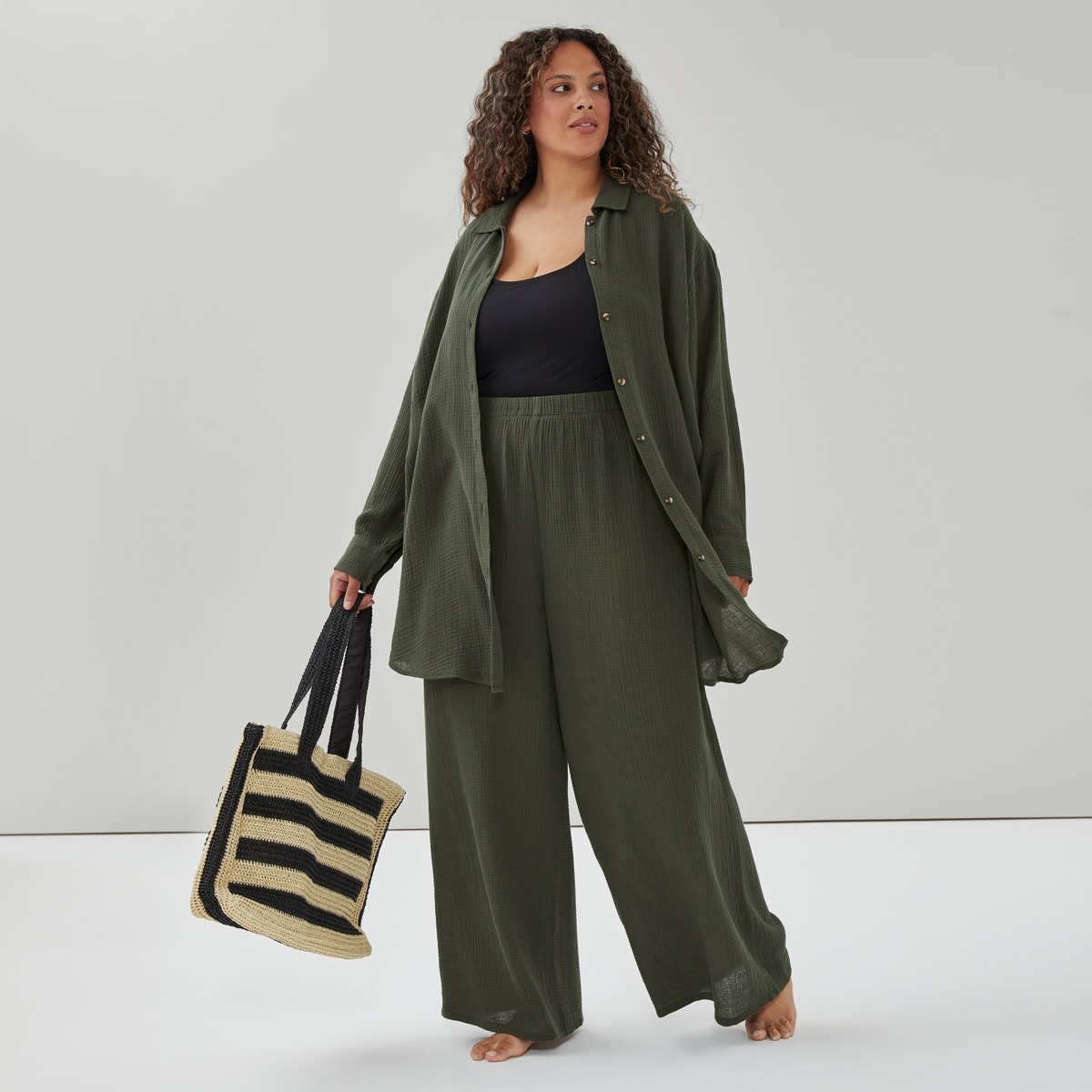 Women+ Gauze Button-Up Cover-Up