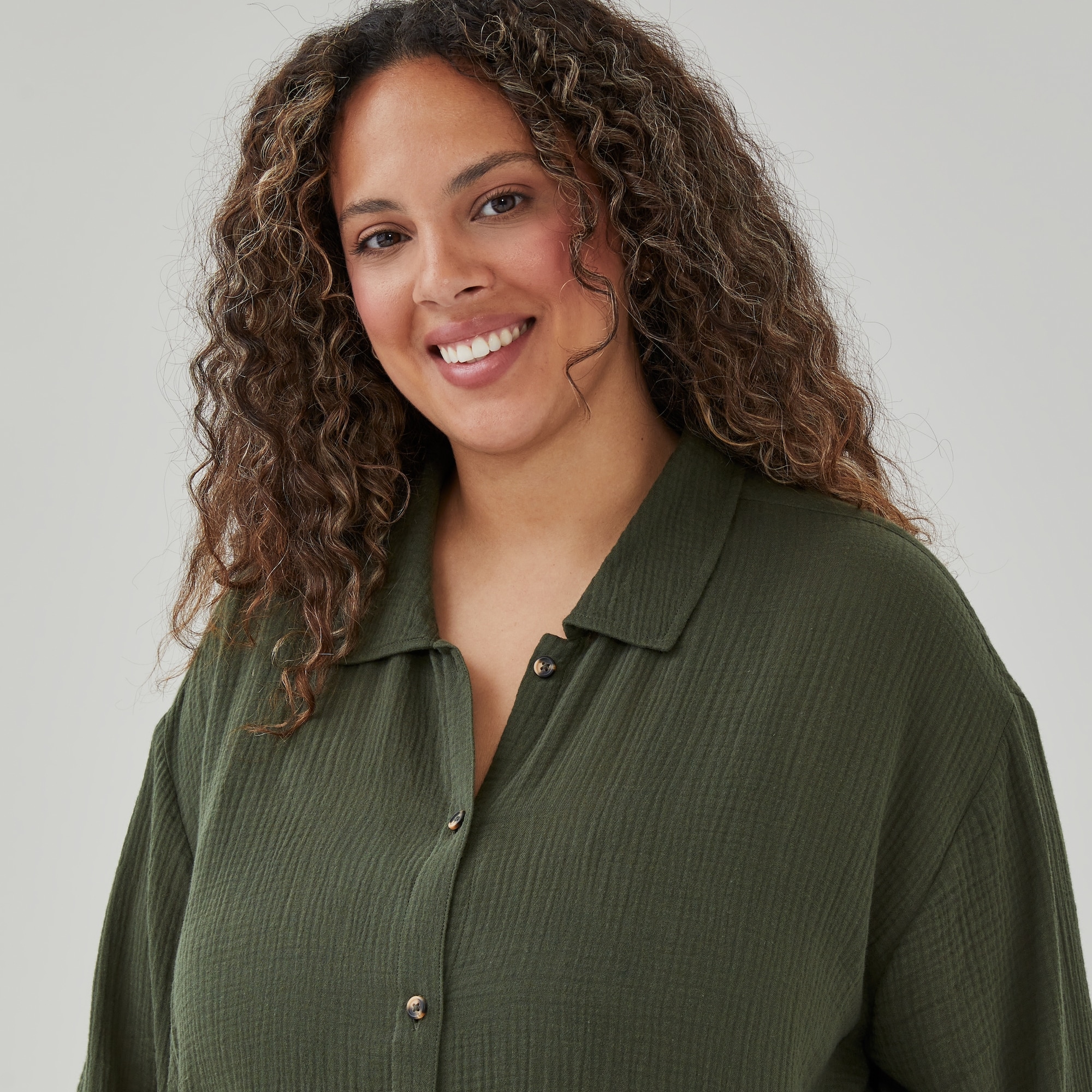 Women+ Gauze Button-Up Cover-Up