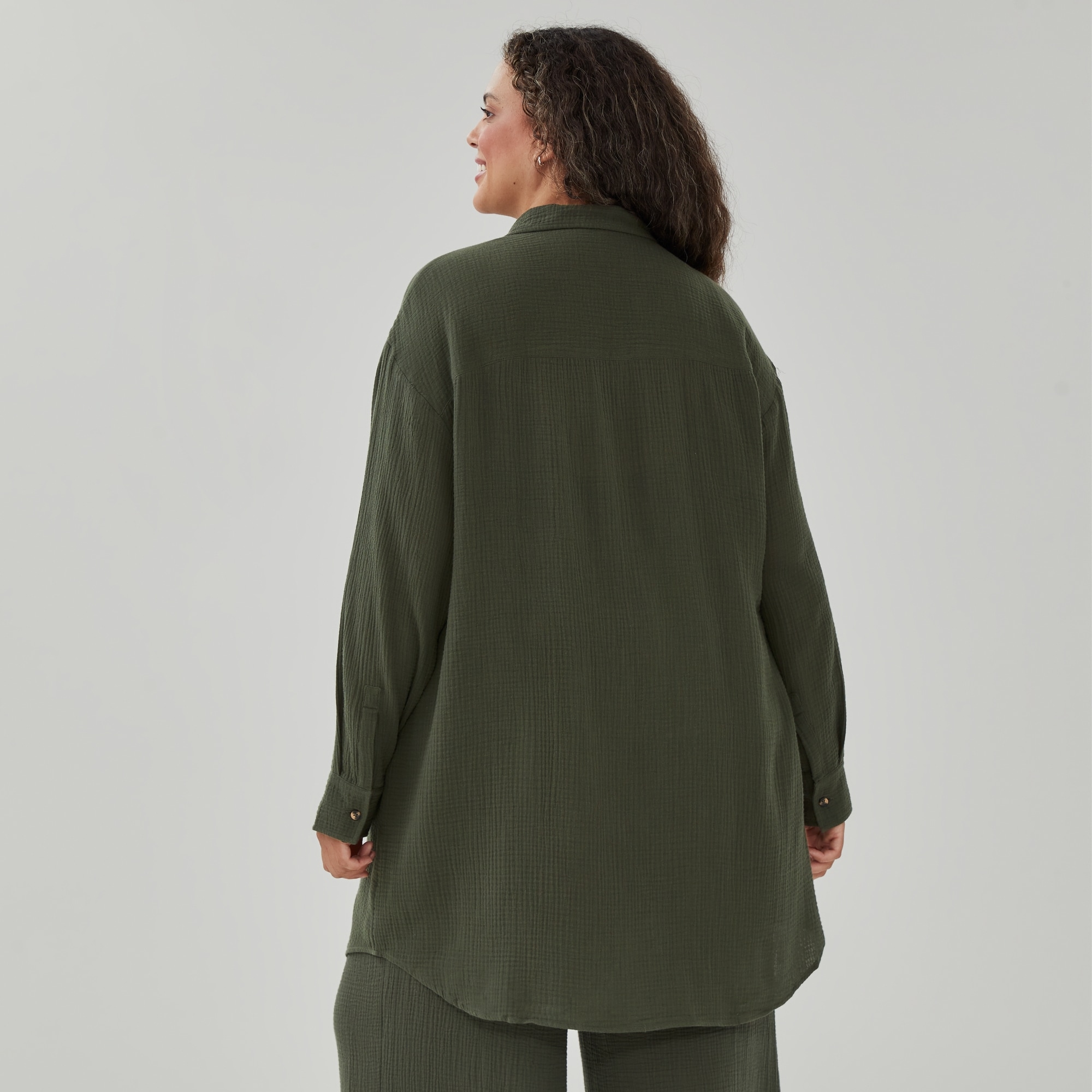 Women+ Gauze Button-Up Cover-Up