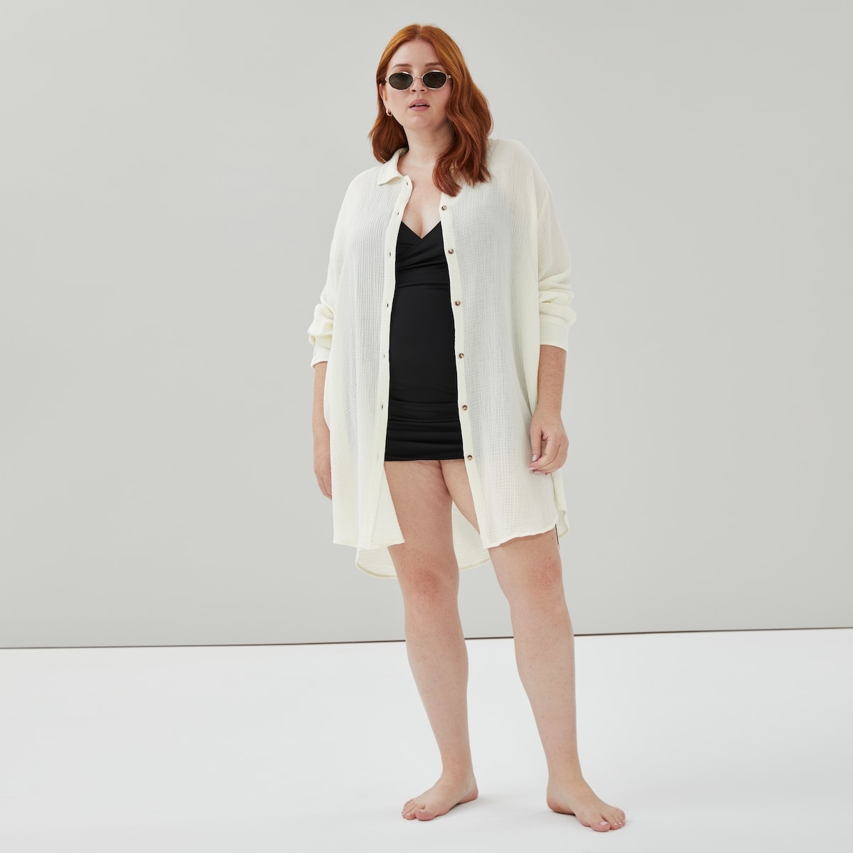 Women+ Gauze Button-Up Cover-Up