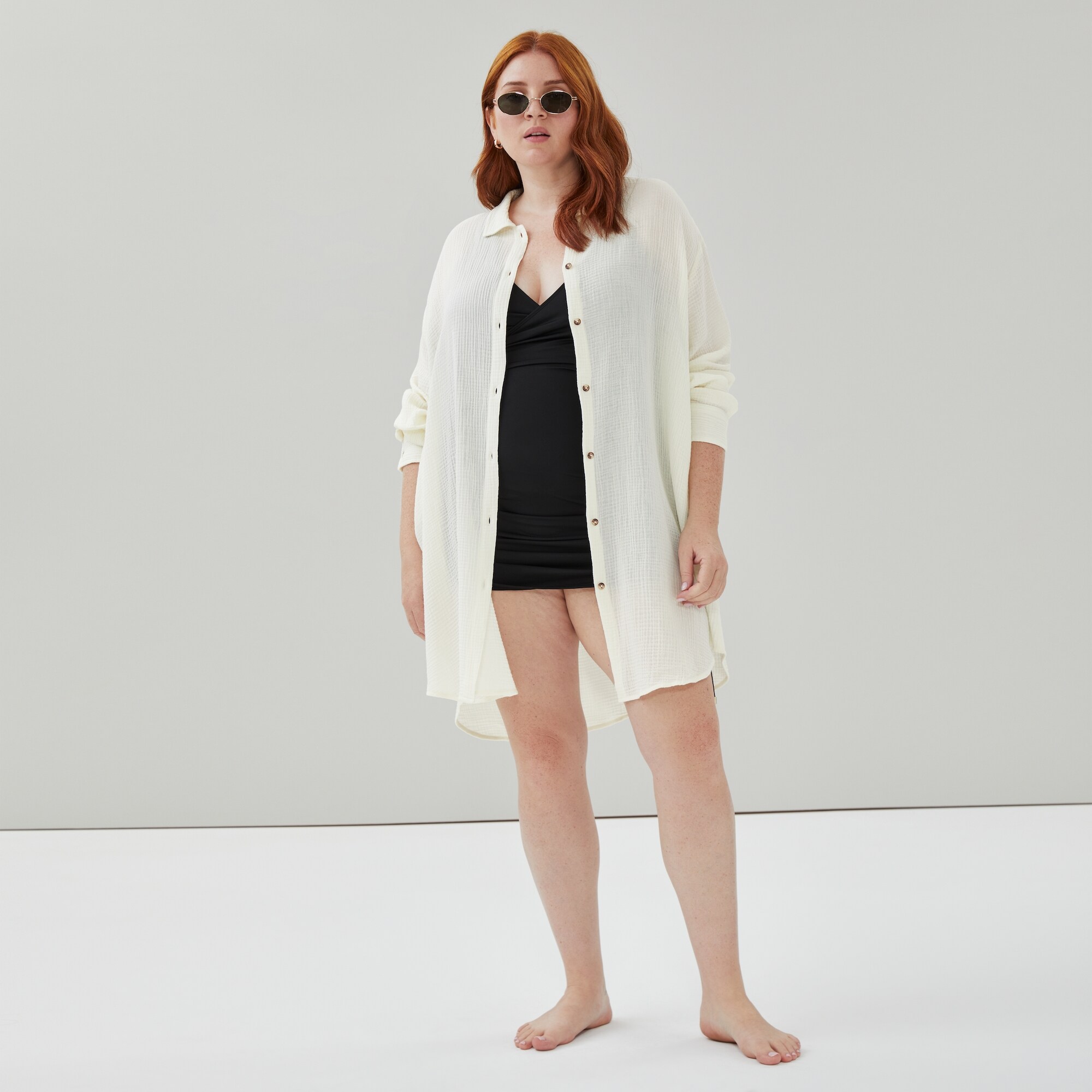 Women+ Gauze Button-Up Cover-Up