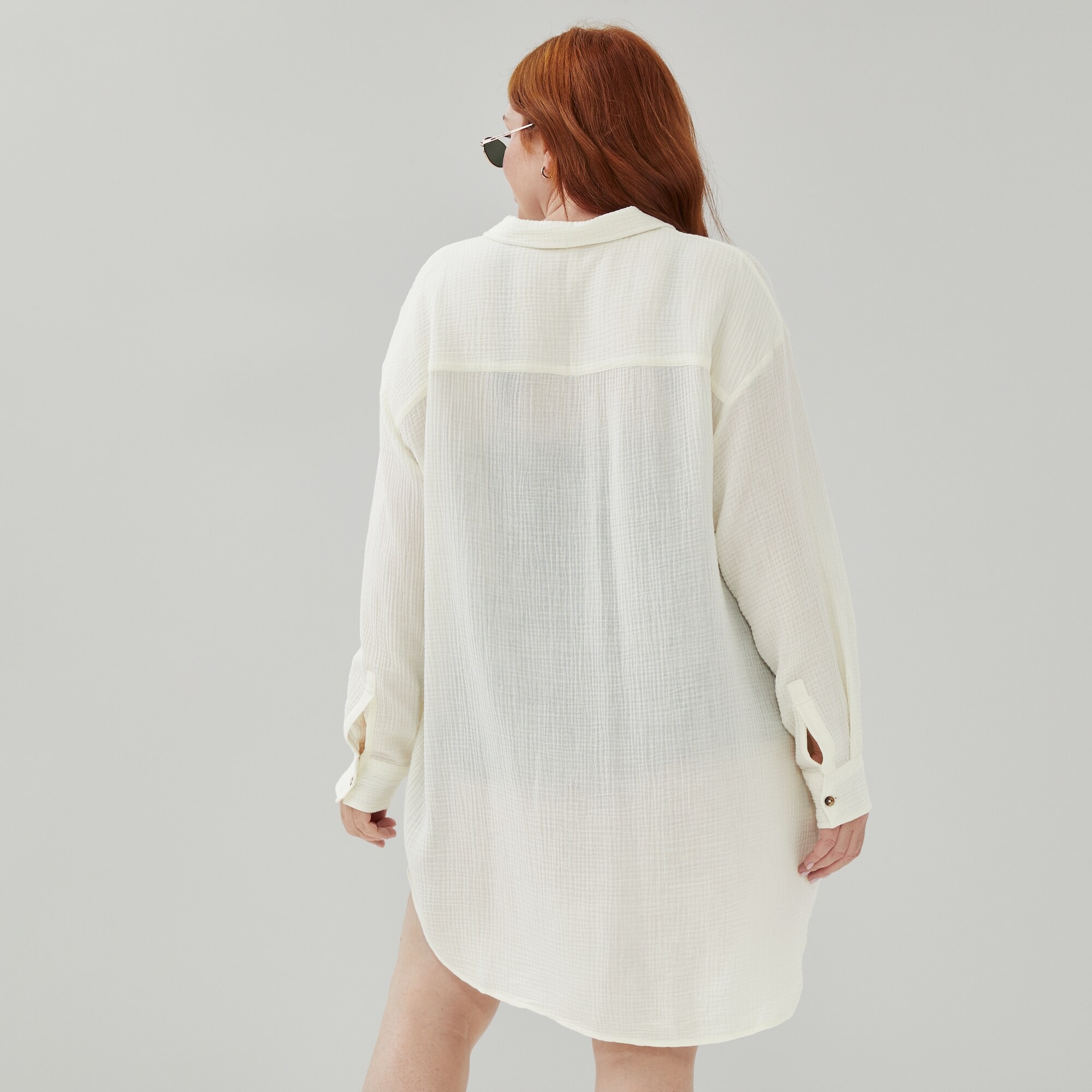 Women+ Gauze Button-Up Cover-Up
